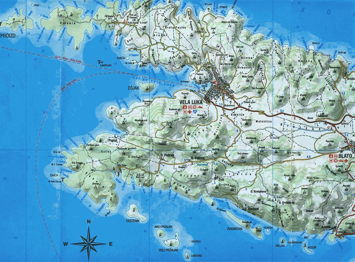 ਨਕਸ਼ਾ ਦੇ korcula ਕਰੋਸ਼ੀਆ